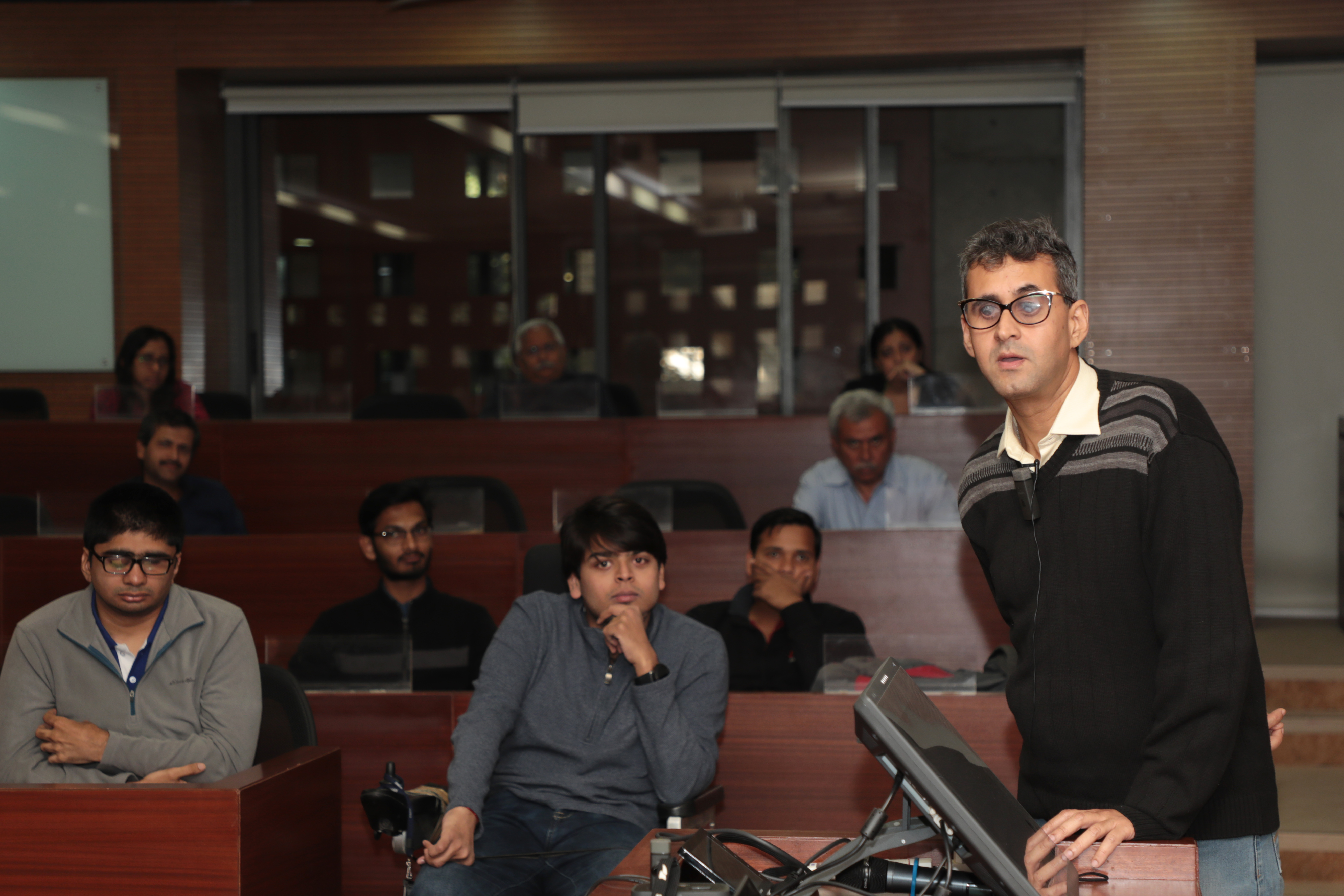 Divyanshu Ganatra, Founder, Adventure Beyond Barriers Foundation, delivers a talk at IIM Bangalore