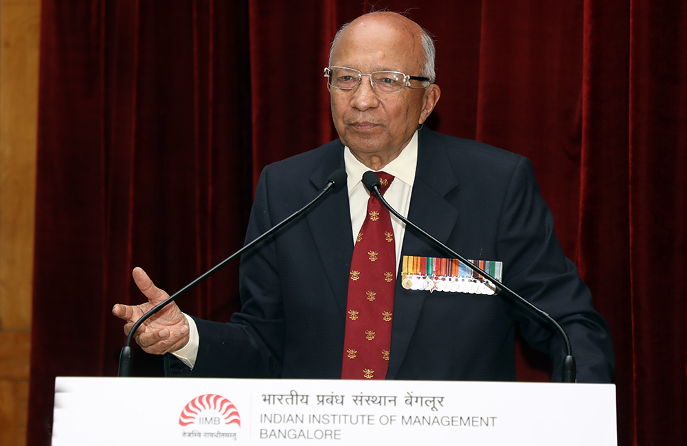 Lt. Gen. V.M. Patil (retd.), one of the co-authors of the book, addresses the gathering.