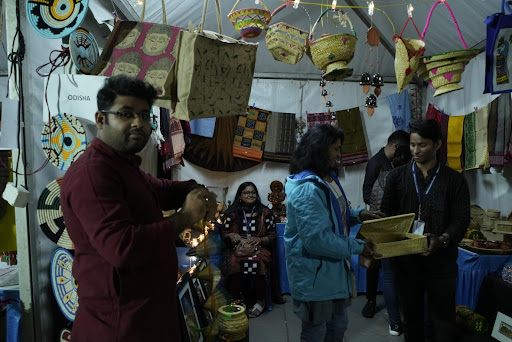 Odisha fellows explaining sustainability values of handicrafts