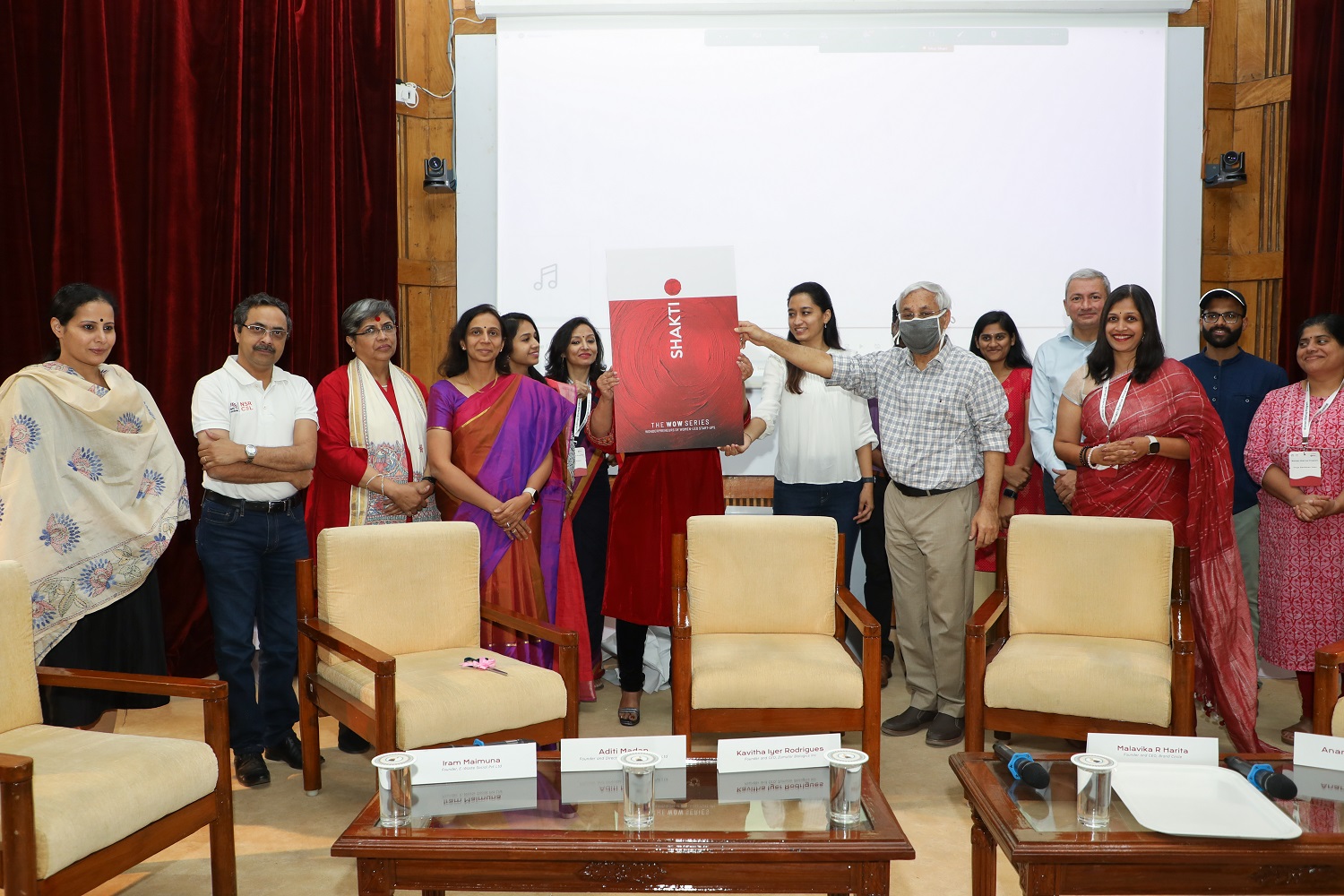 Kavitha Iyer Rodrigues, Founder and CEO, Zumutor Biologics Inc, Anand Sri Ganesh, COO, NSRCEL, IIMB, Malavika R Harita, Member of the Board of Governors at IIMB, Prof. Srivardhini K Jha, Chairperson, NSRCEL, Ankita Pegu, Program Head, Women Startup Program, NSRCEL, IIMB, Prof. Suresh Bhagavatula, faculty in the Entrepreneurship area at IIMB launch SHAKTI – an e-book which is a collection of stories of entrepreneurial pursuits, marked by challenges, sacrifices, losses, gains, learnings and triumphs.